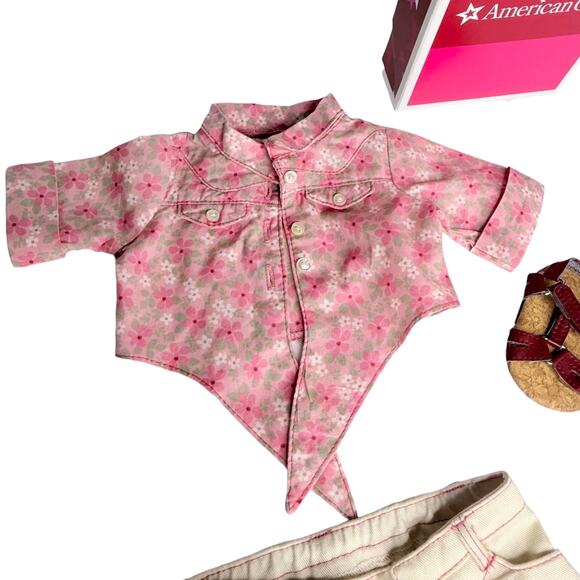 American Girl Nicki Tie Top & Shorts Outfit Shoes Nikki Doll Clothes No Belt Box - Picture 4 of 9